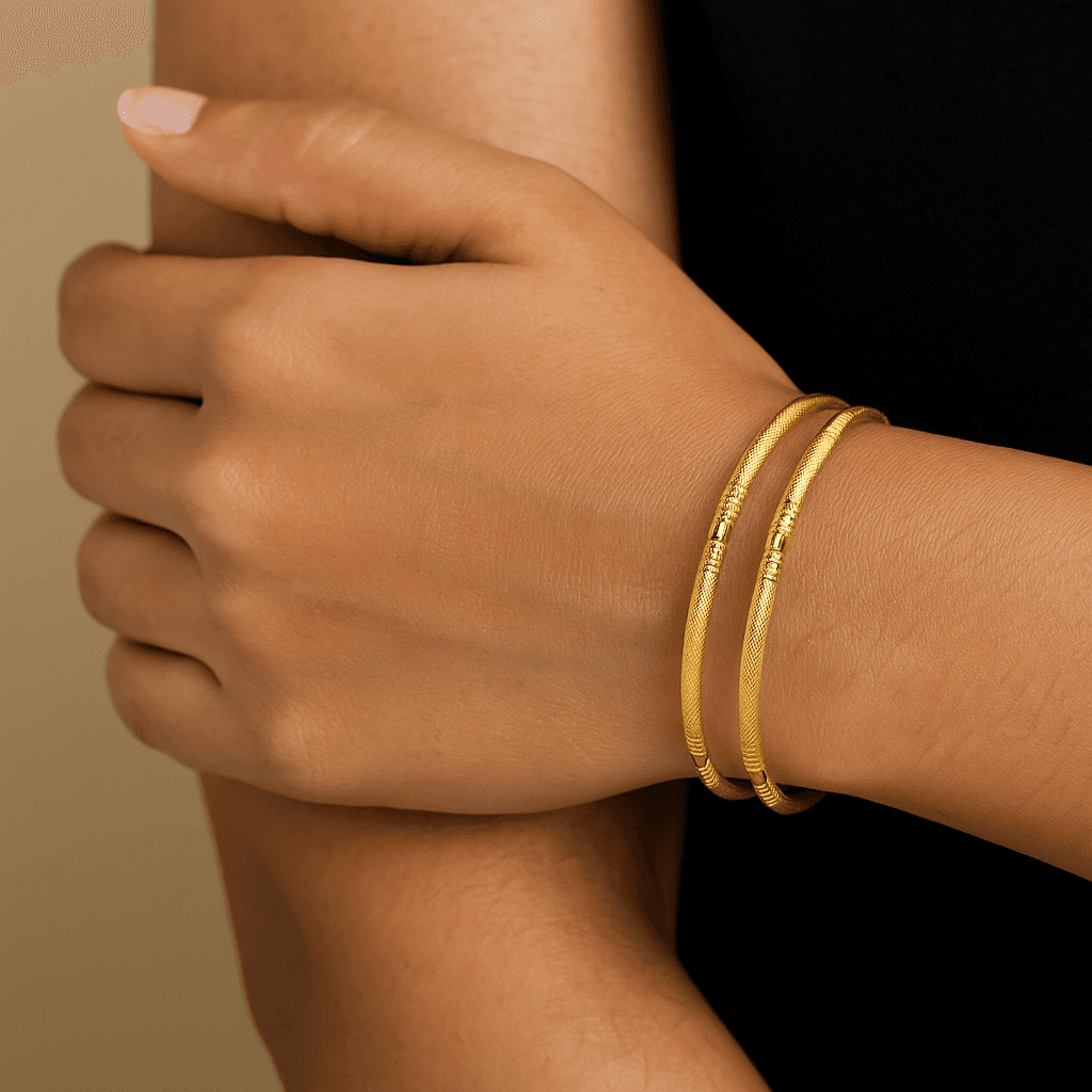 Sleek Pipe Bangles - Gold