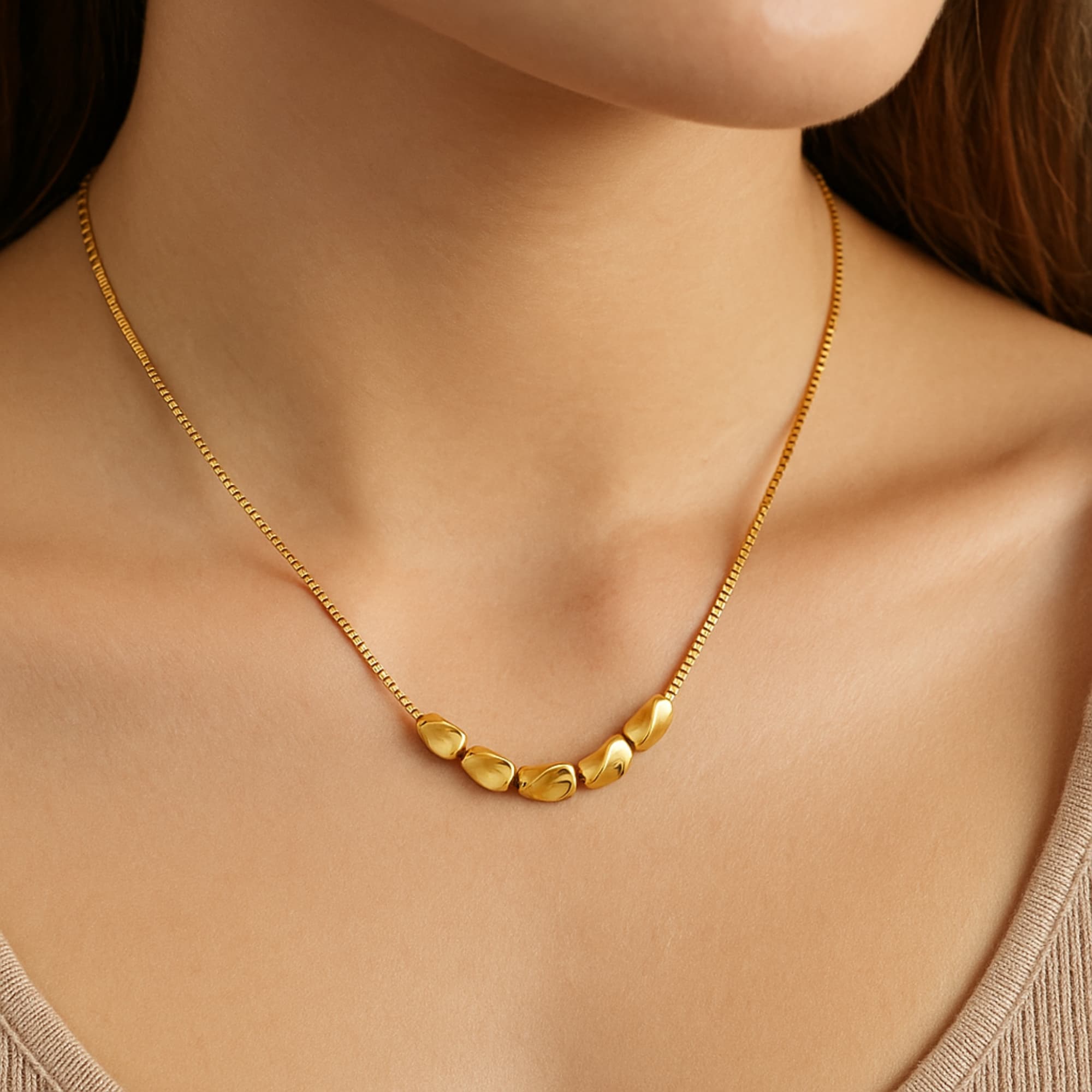 Stylish Side-Locket Chains - Gold