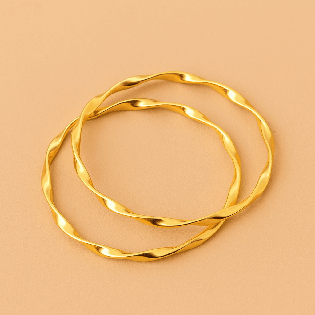 Stylish Twist Bangles - Gold