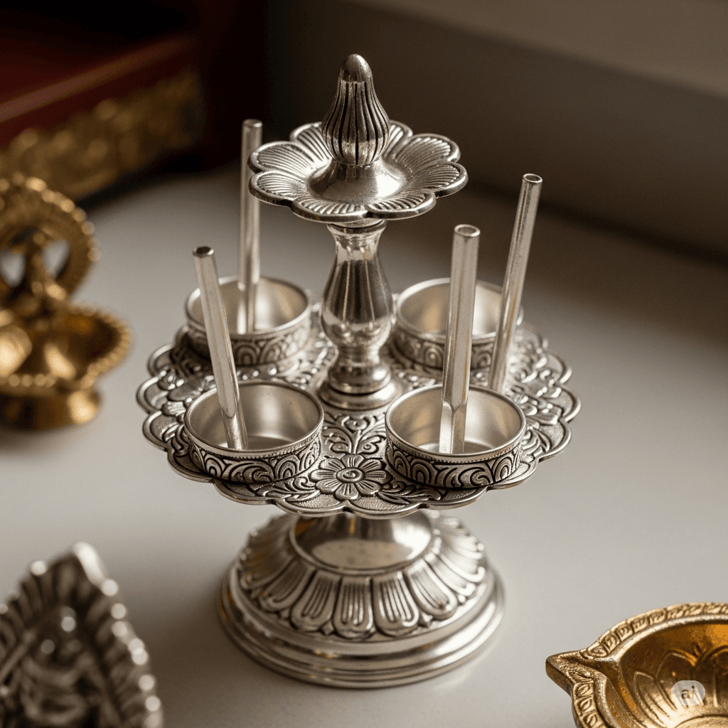 Agarbatti Stand Fragrance Holder - Silver