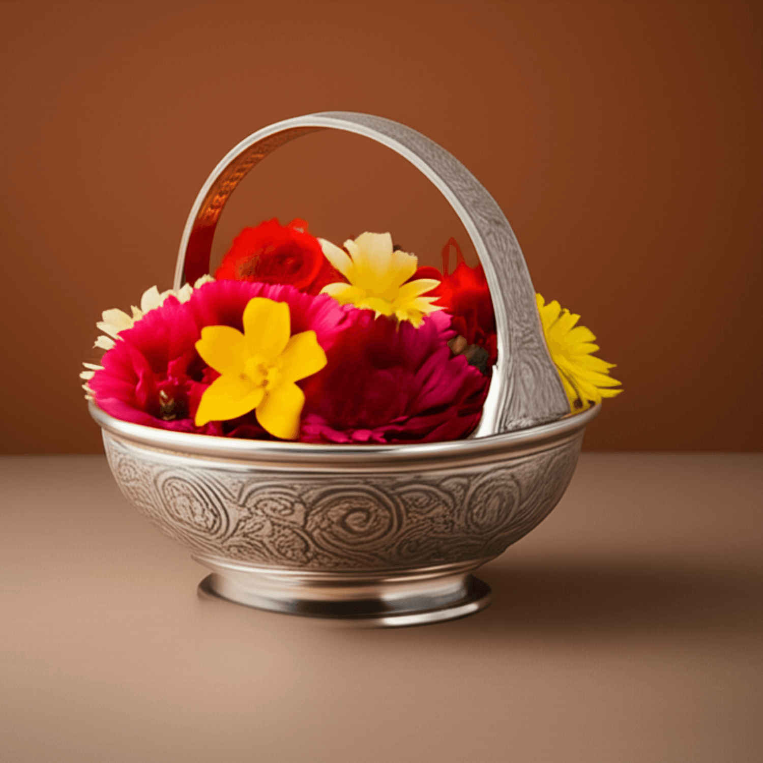 Flower Basket Blessings Carrier - Silver