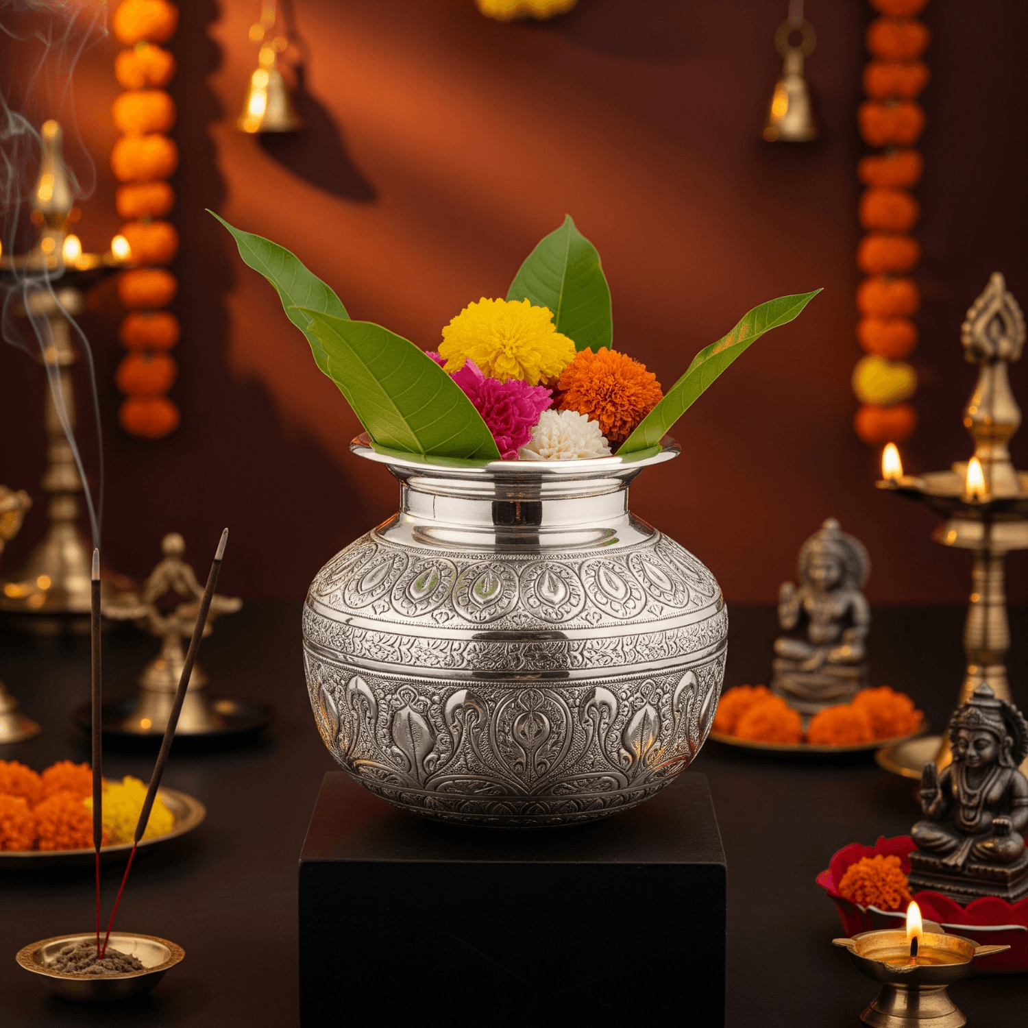 Kalash Auspicious Pot - Silver